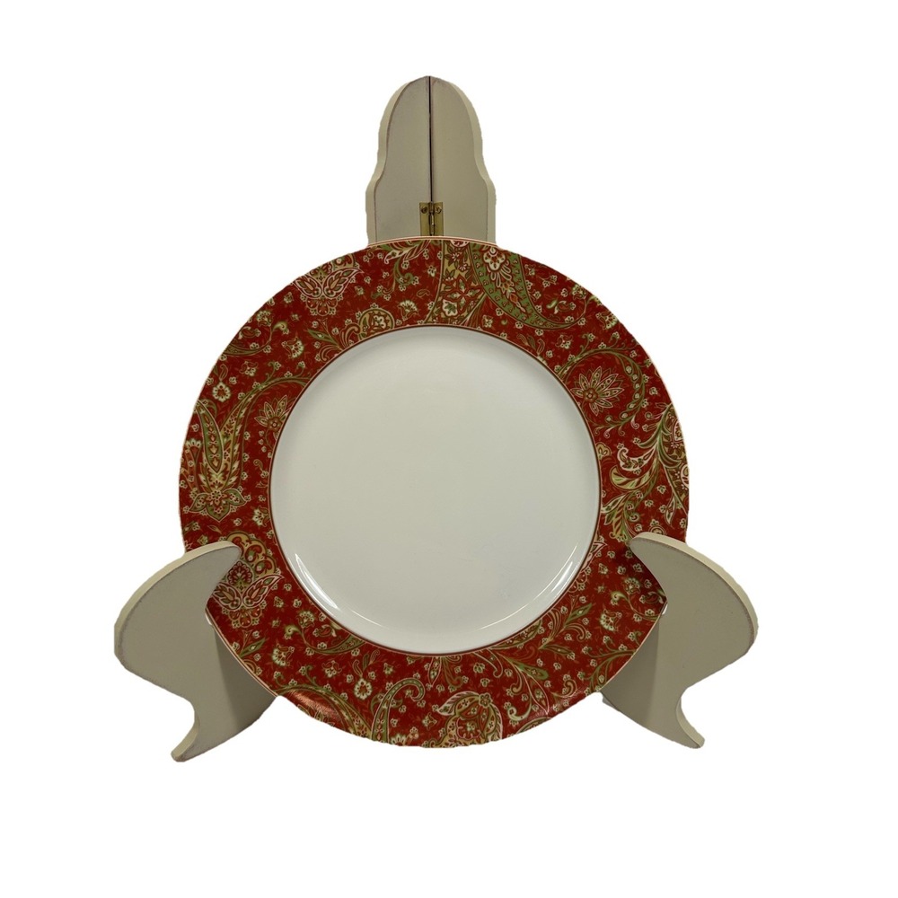 222 5th Maharana Dinner Plate Porcelain 10 7/8" Red Green Paisley *MULTIPLES*